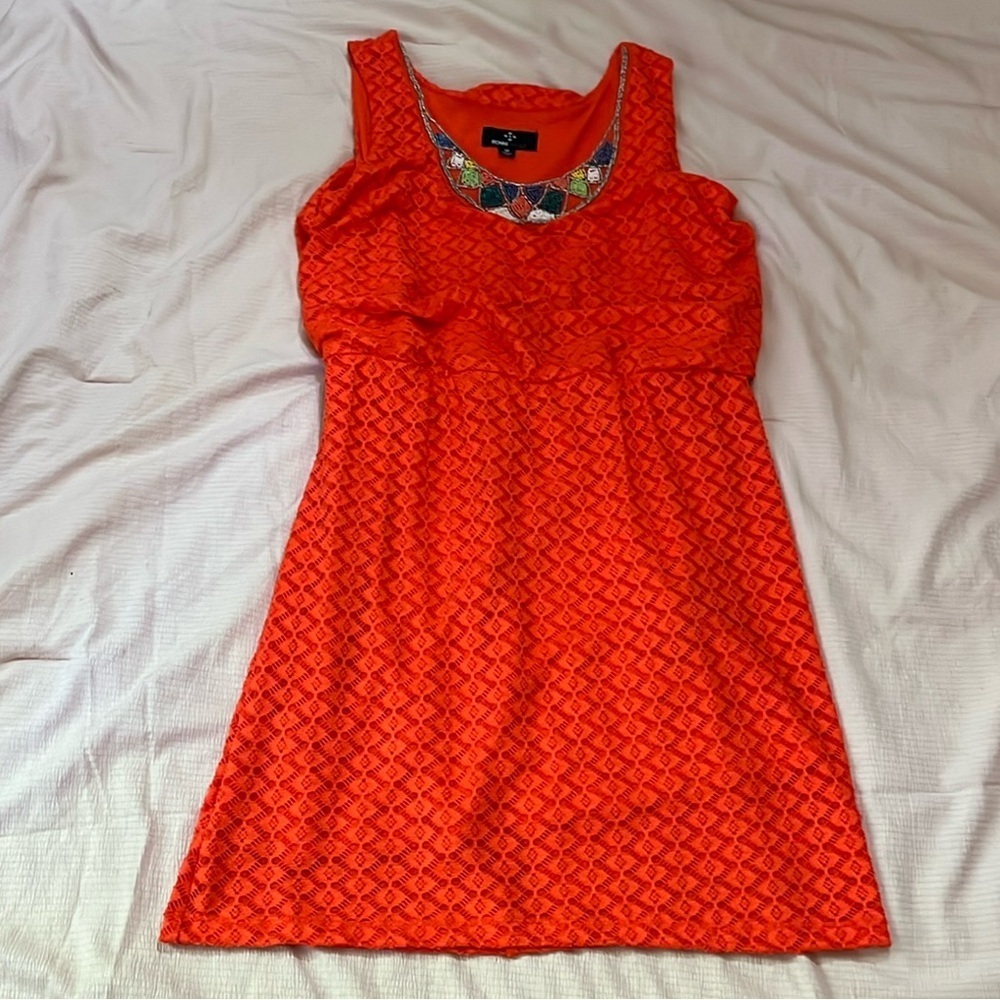 Ronni Nicole Red Beaded Sleeveless Dress
